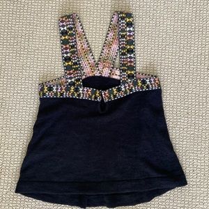 MADEWELL Black Pink Embroidered Sweater Swing Tank Size XXS